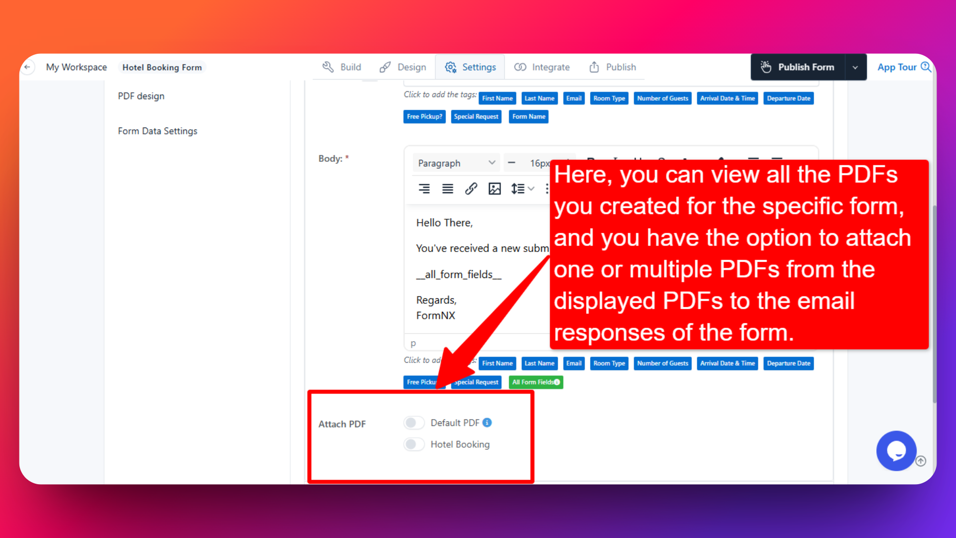 Attach PDFs to the email responses