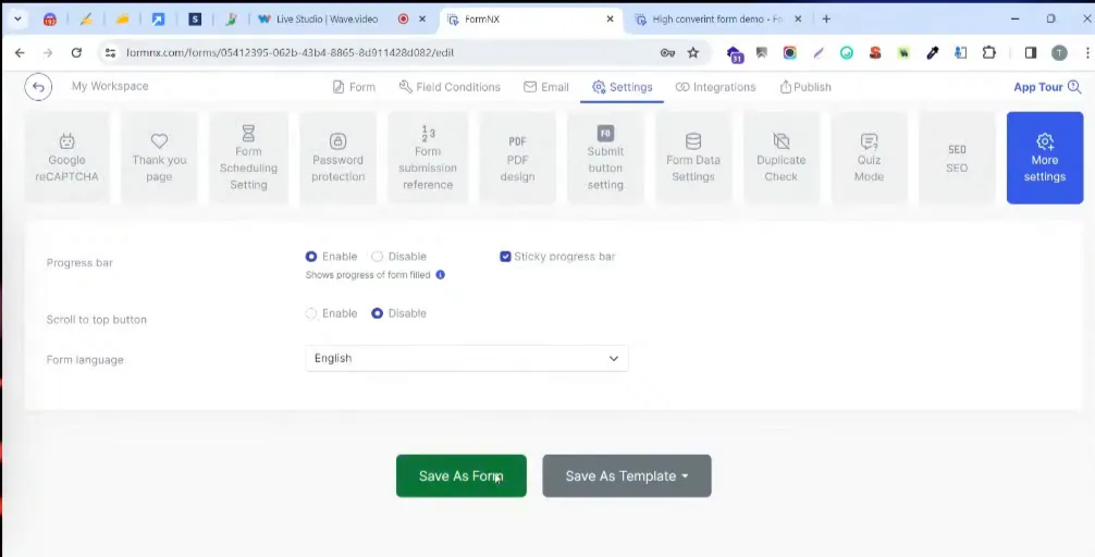 Progress bar in a form