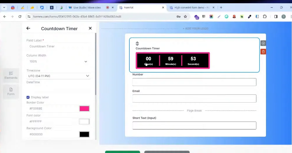Countdown timer on a form
