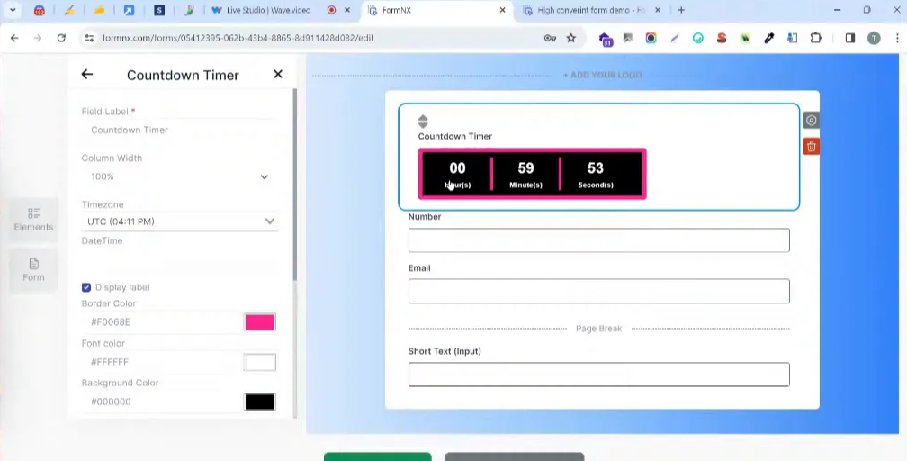 Countdown timer on a form