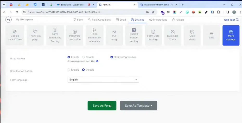 Progress bar in a form