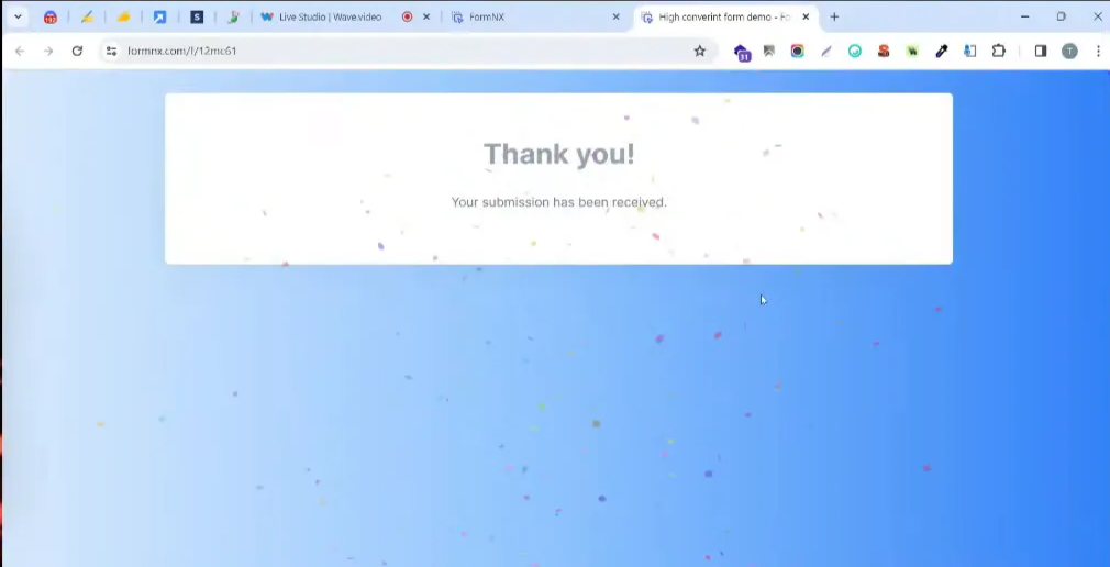 Confetti animation on a thank you page