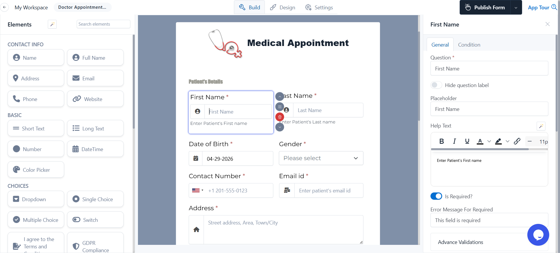 FormNX doctor appointment form template