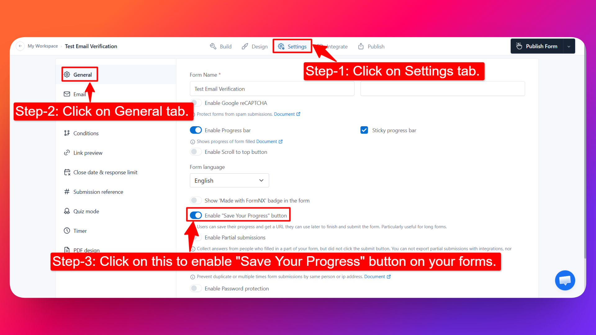 Enable Save Your Progress