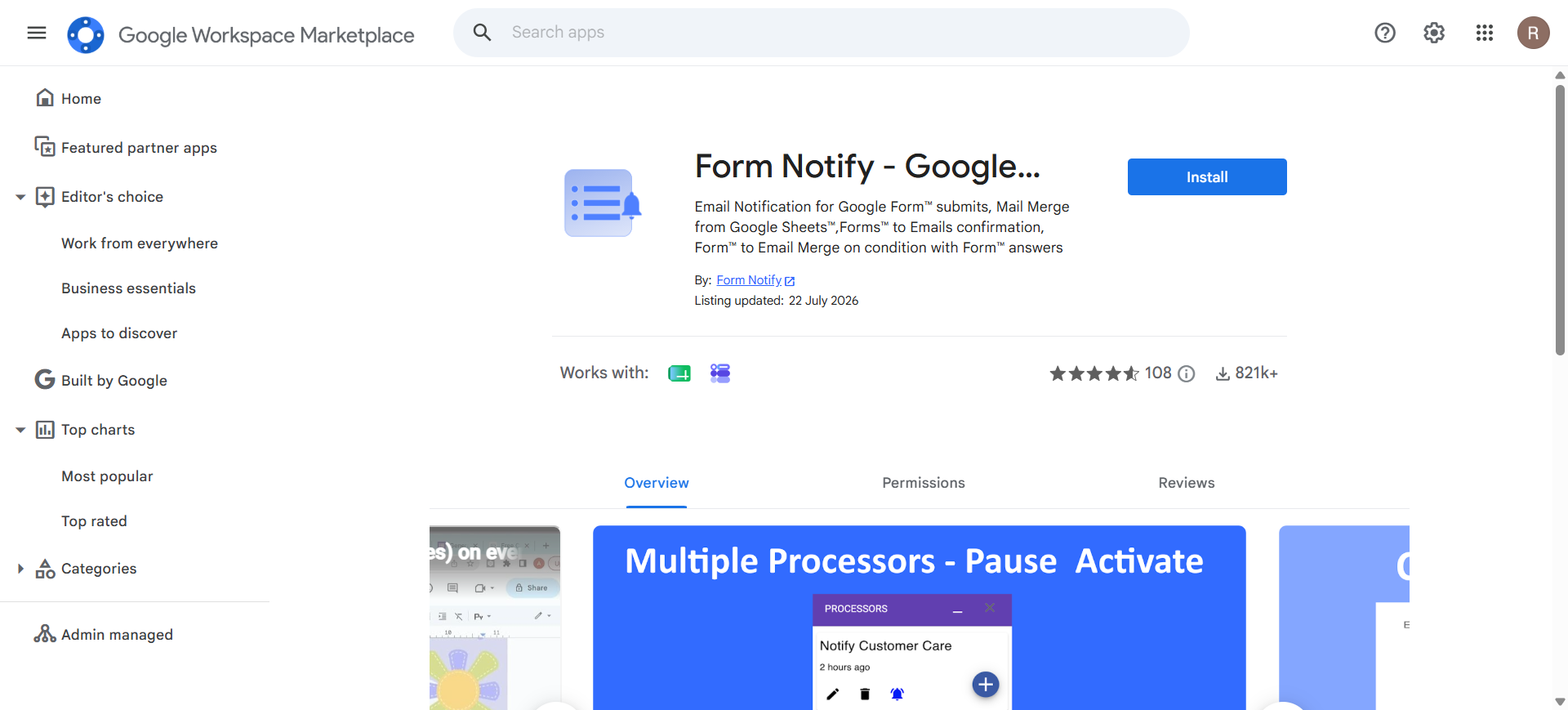 Form Notify email notification add-on for Google Forms
