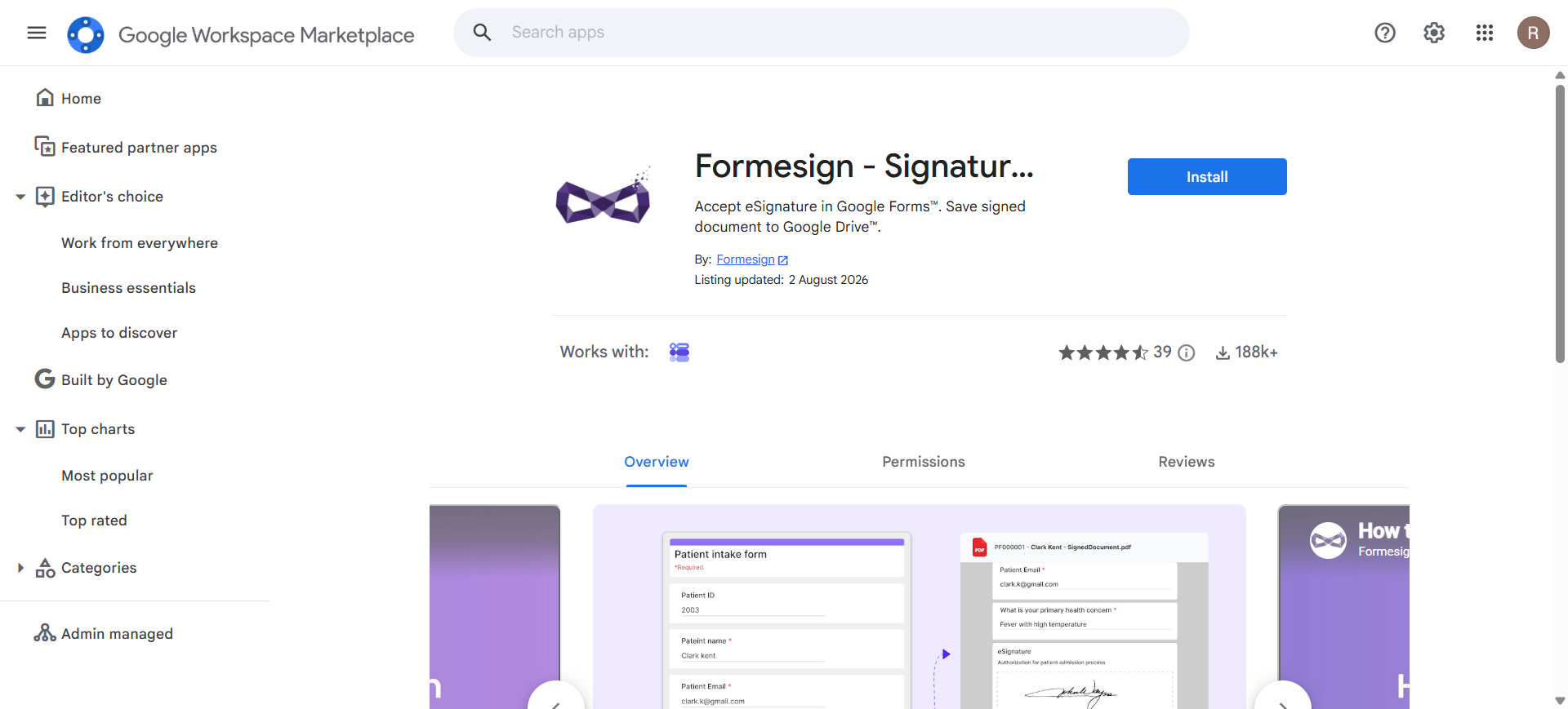 Formesign signature add-on for Google Forms