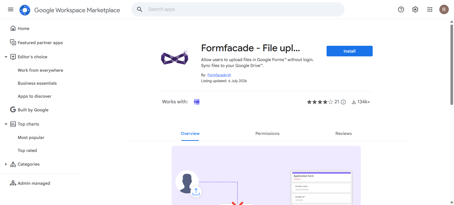 Formfacade file upload add-on for Google Forms