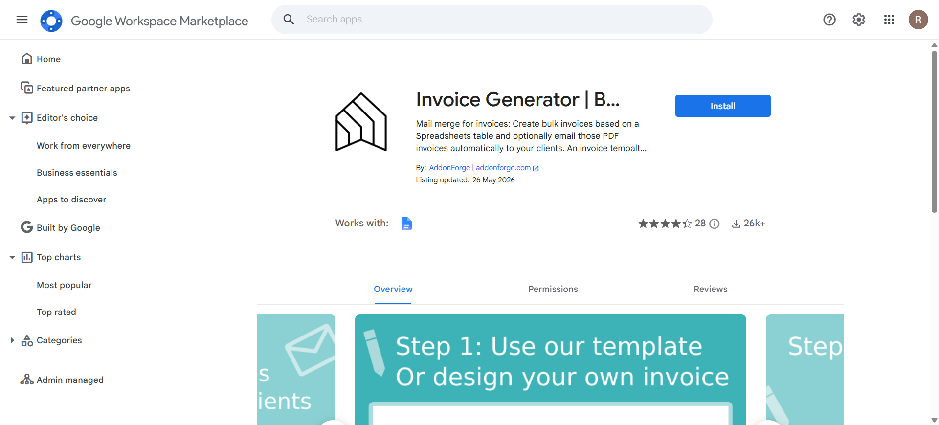 Invoice Generator add-on for Google Forms