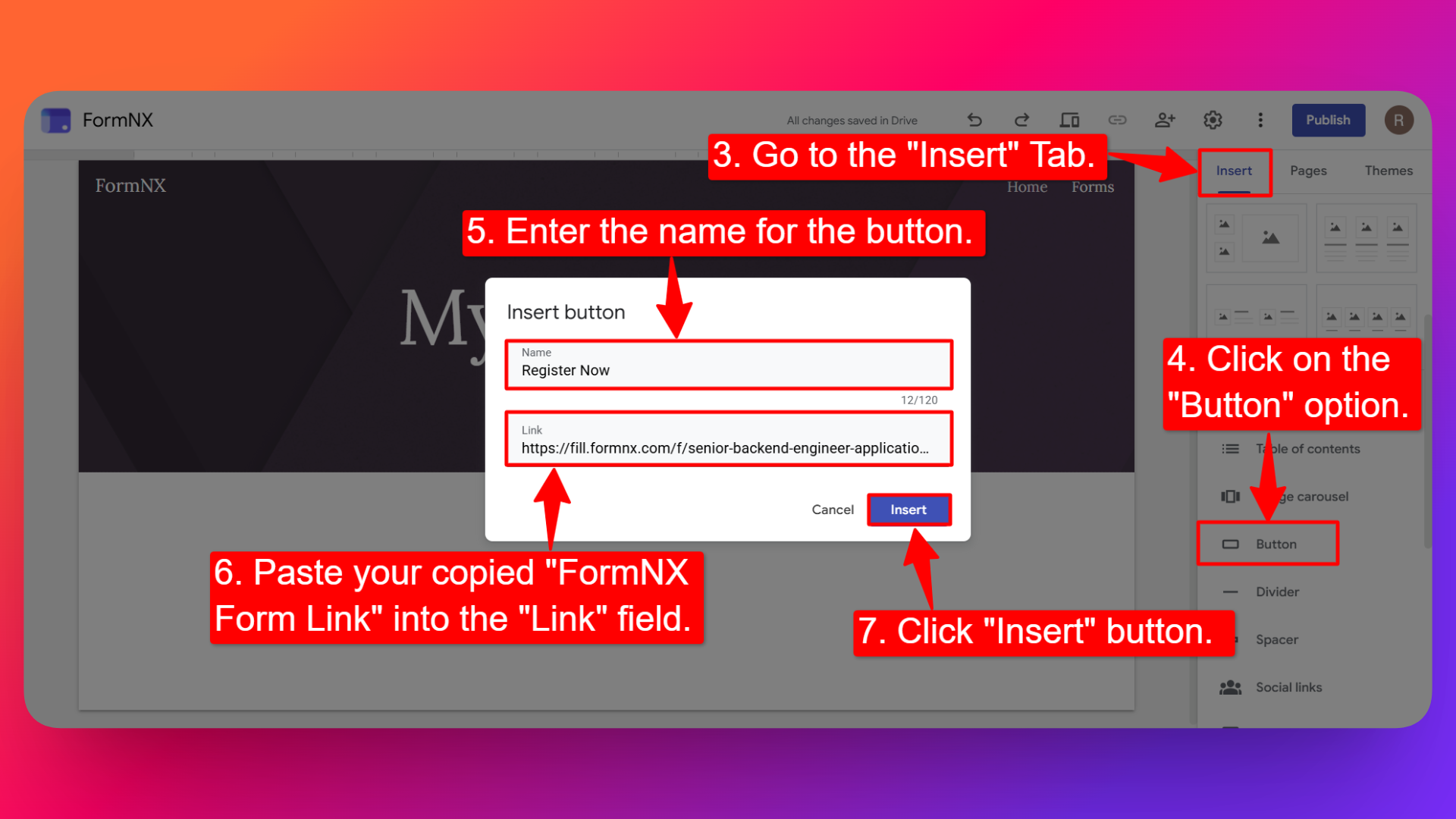 How to Add the Form Link to a Google Sites Button