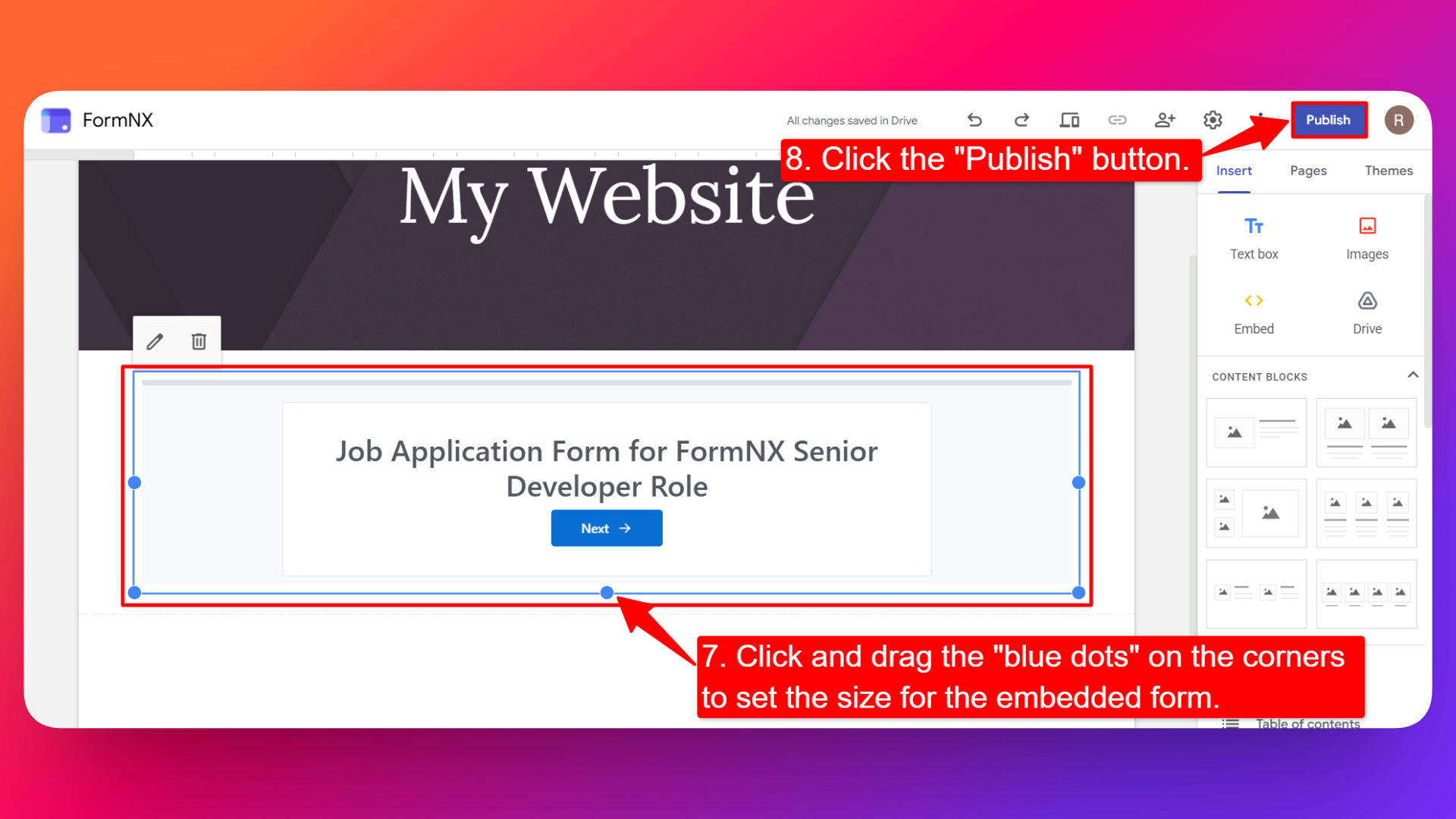 How to add embed code in Google Sites editor page