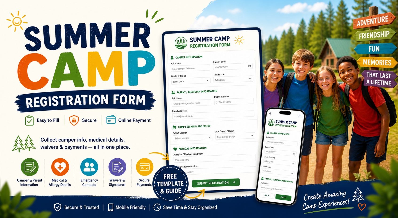 Summer camp registration form template