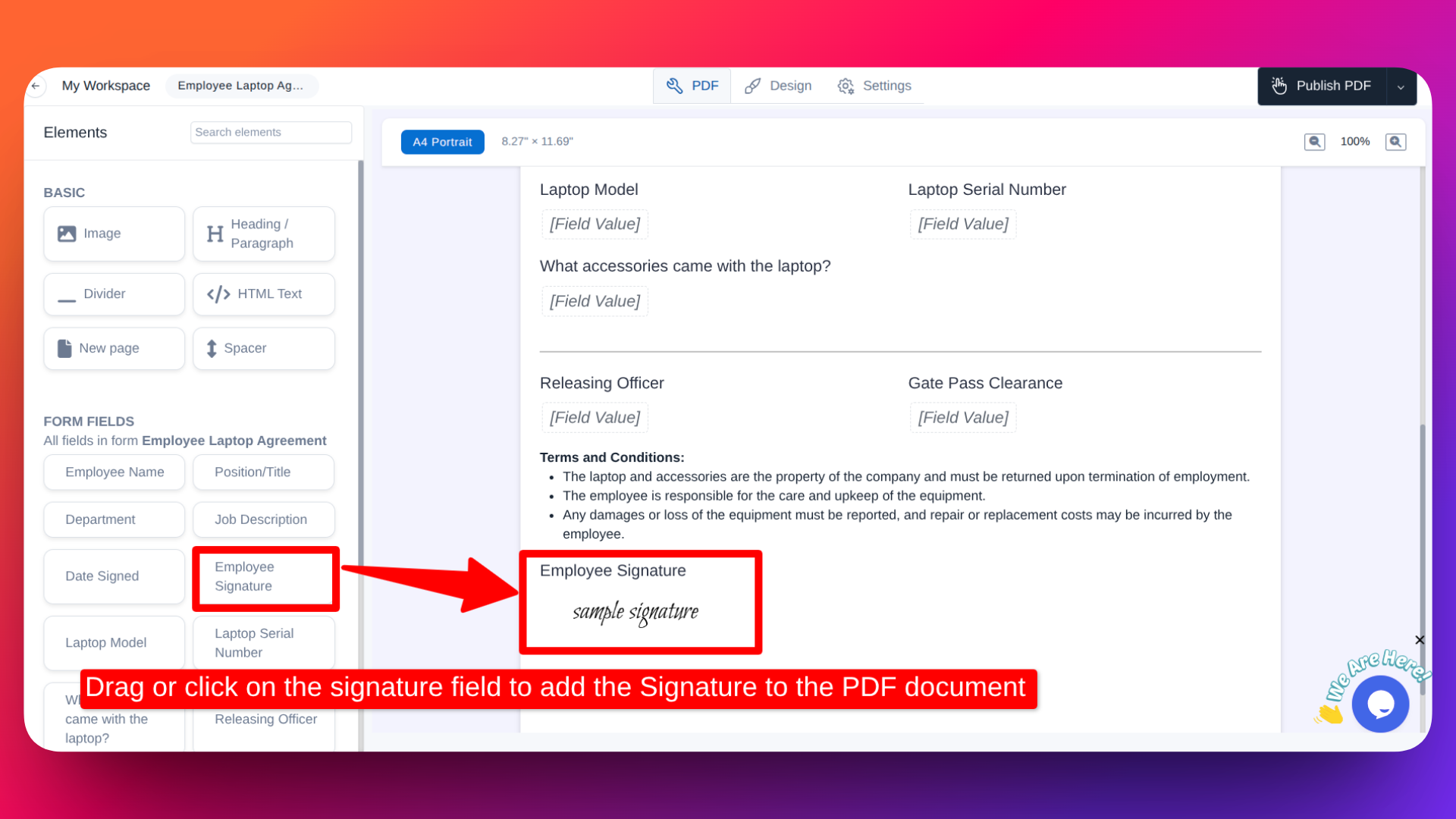 Adding signature field