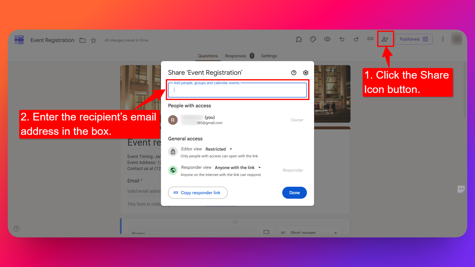 Steps to add Embed Google Form in an email