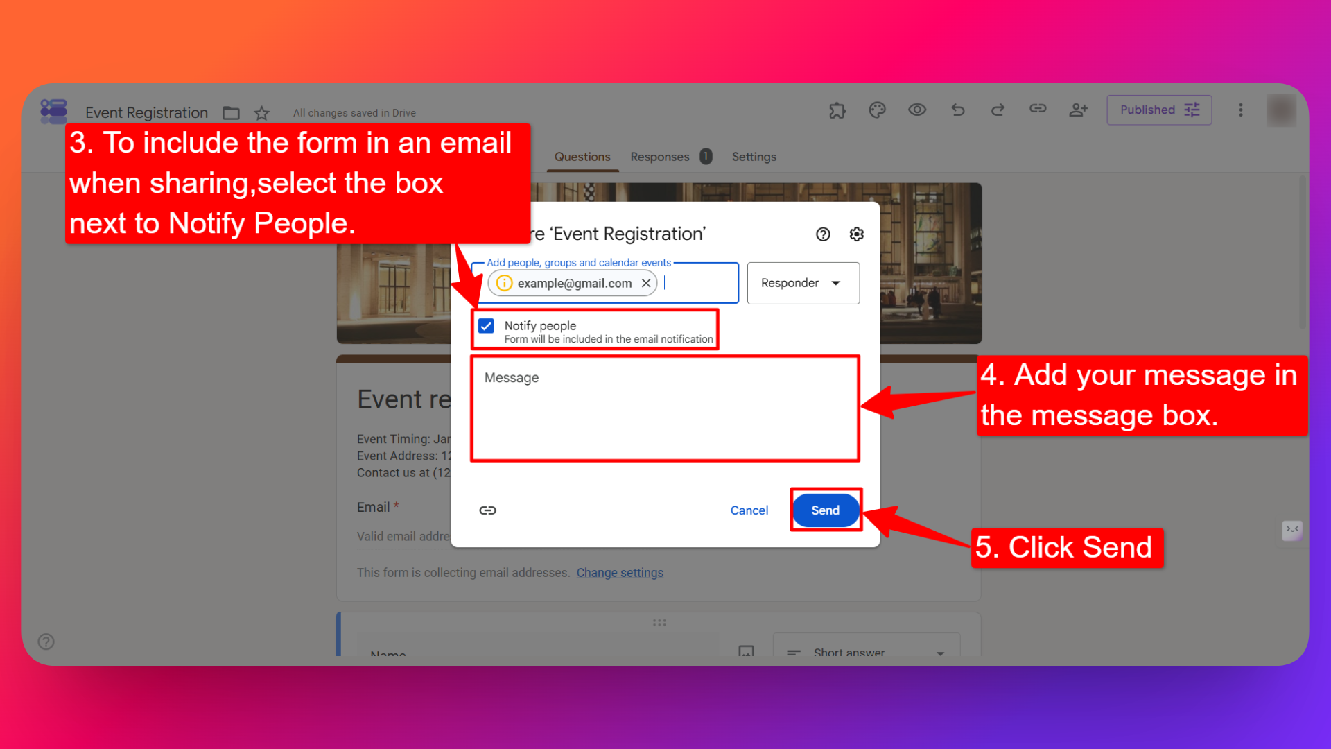 Steps to Include google form in email