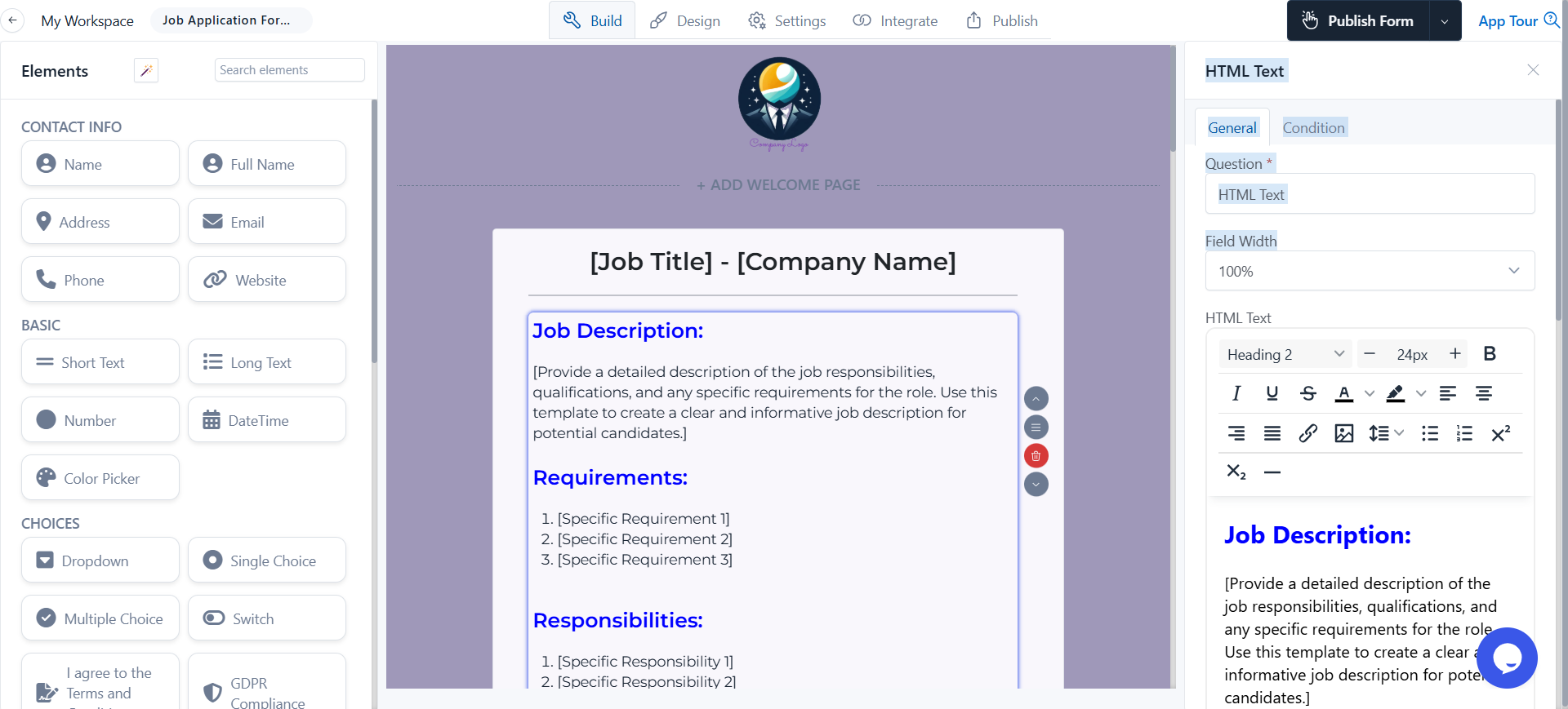 FormNX HR forms in builder