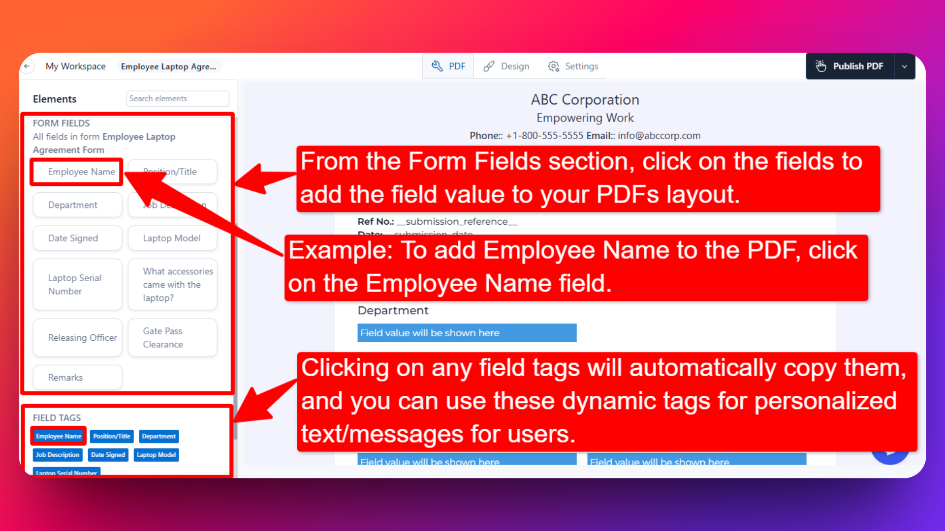 Inserting Form Data into the PDF