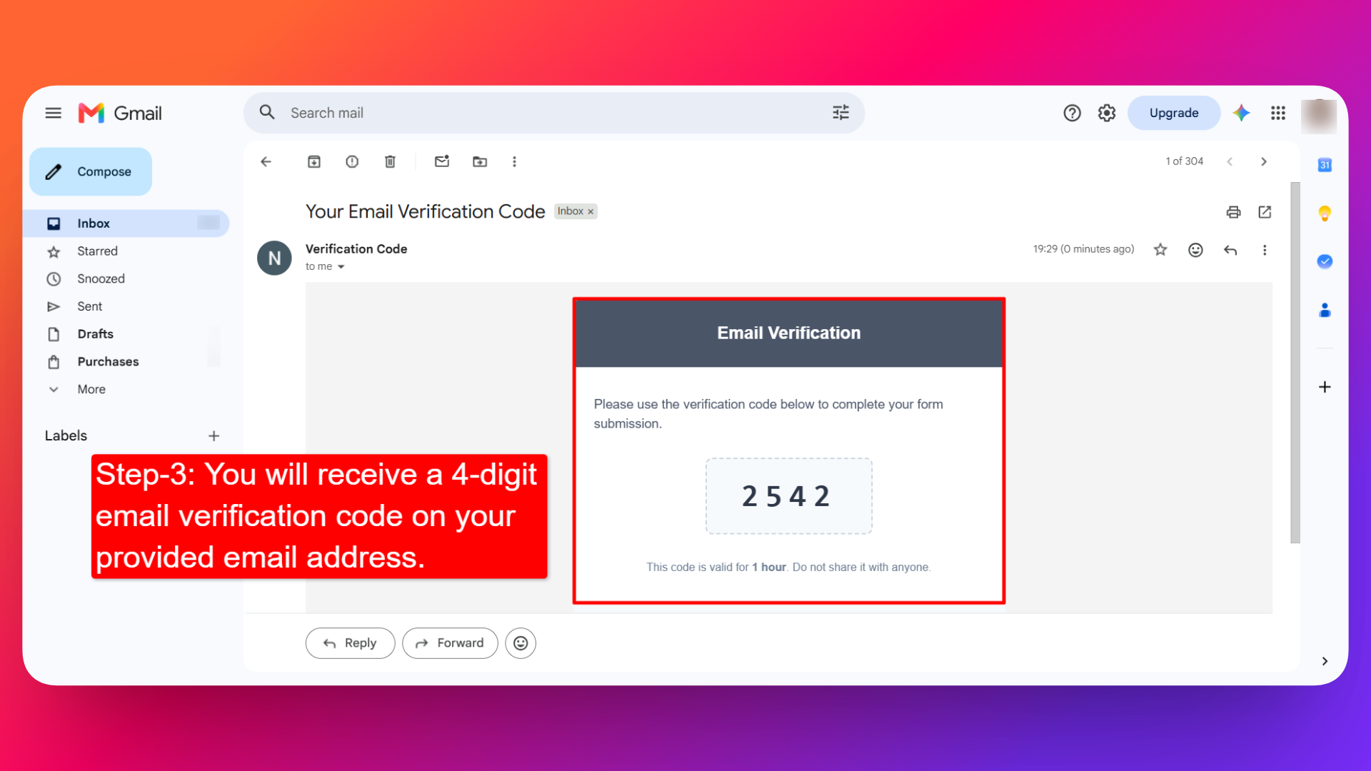 How to receive email verification otp on the provided email address