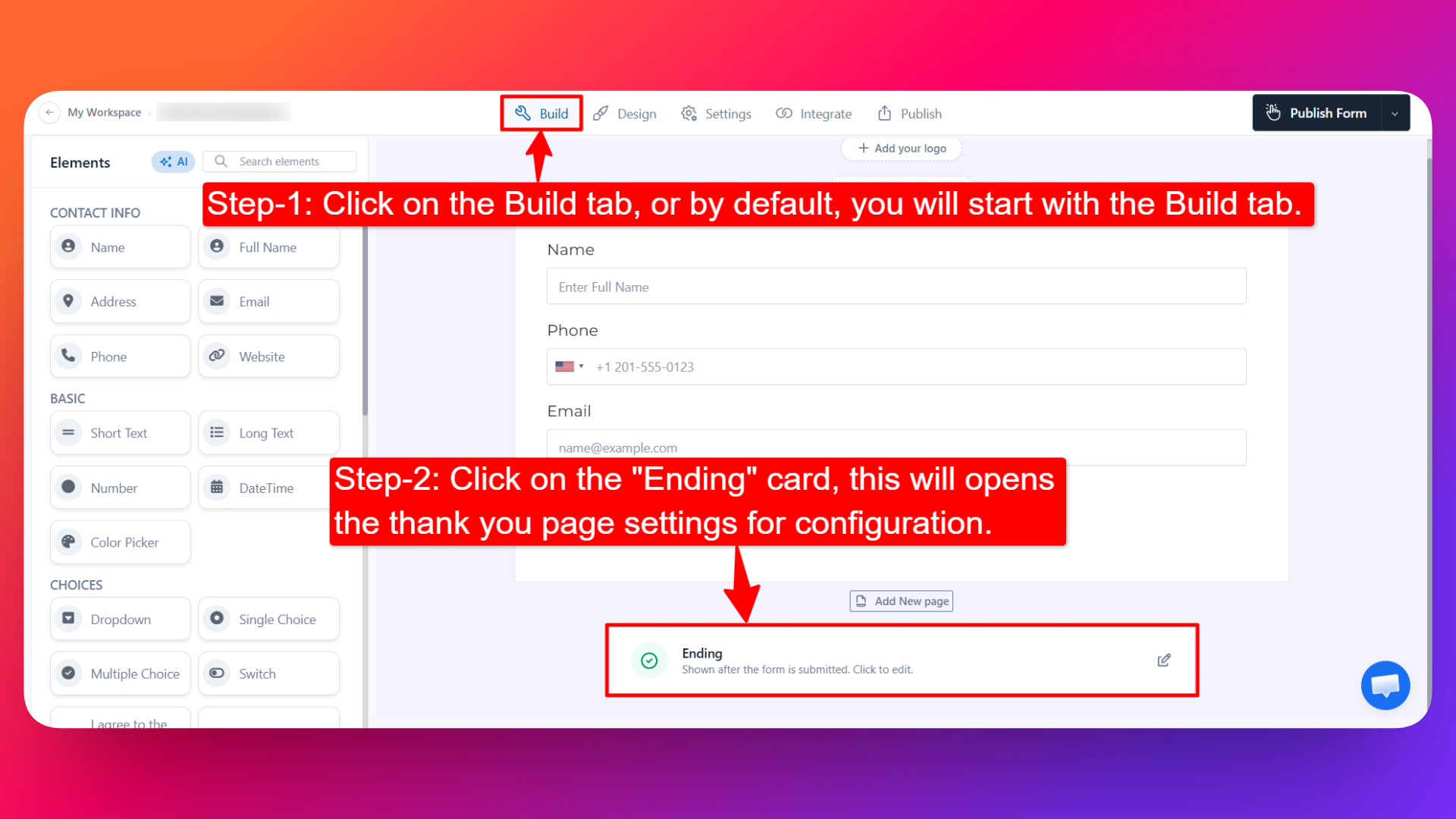 Configuring Thank You Page